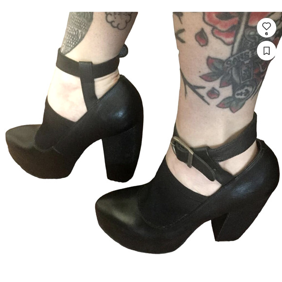 Anthropogie miista 5.5 Hilda $250 Sole Platform Sock MaryJane Heels Shoes Black - Picture 7 of 9